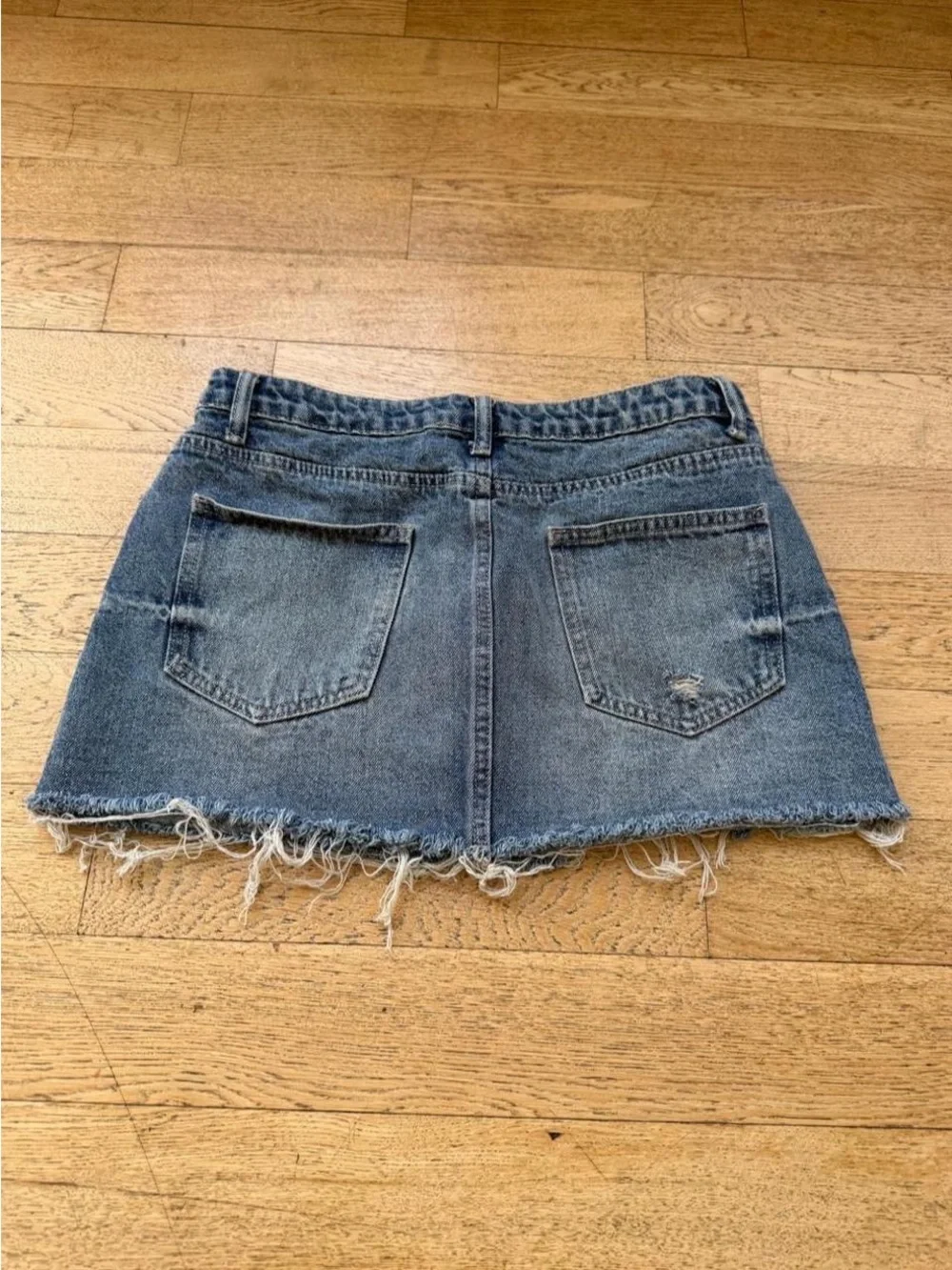Signature8 Denim Micro Mini Skirt in Faded Blue